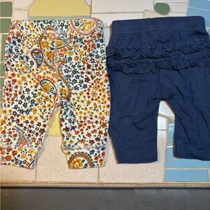 Floral and Ruffled Baby Leggings Set